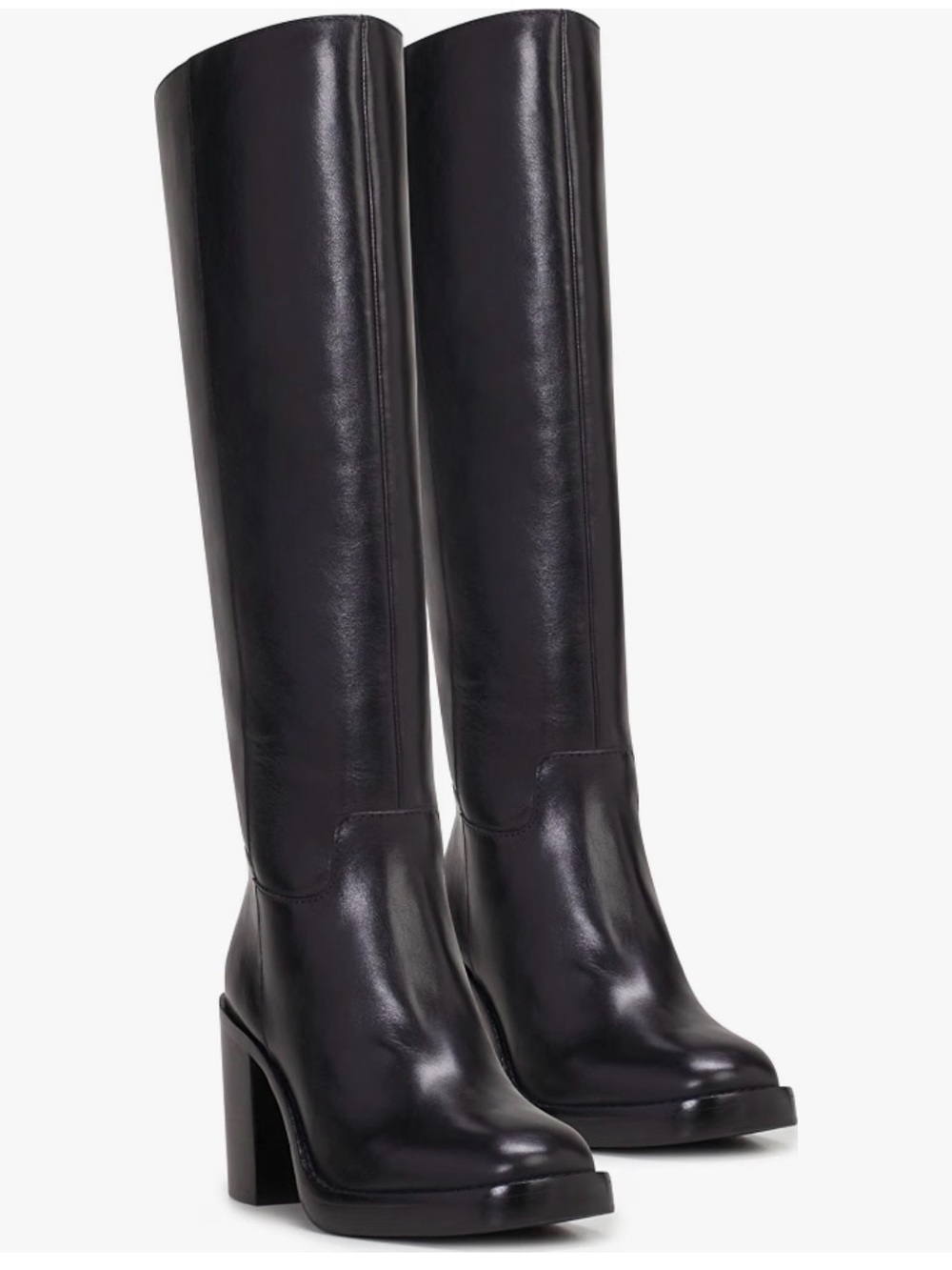 Vince Camuto Tall Black Leather Block Heel Boots